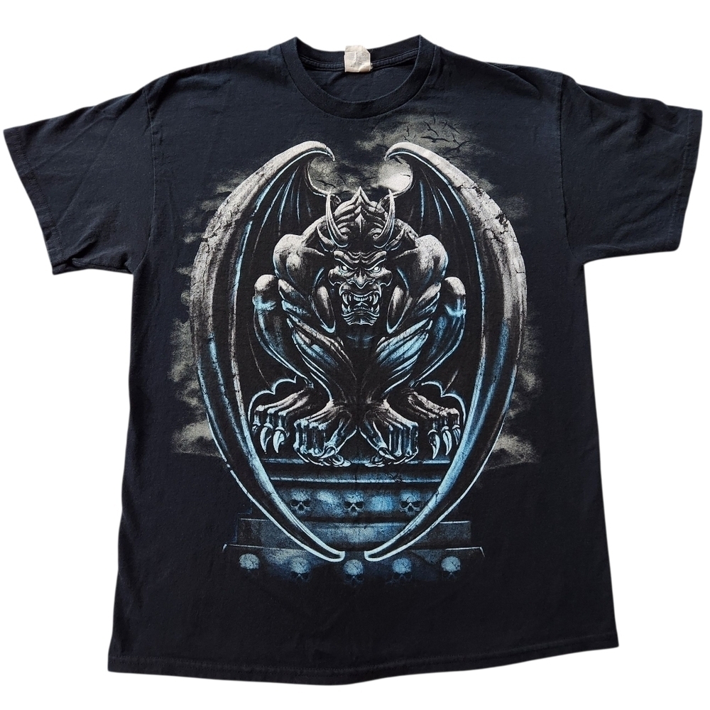 2010s Goth Gargoyle Emo Graphic Shirt Sz L